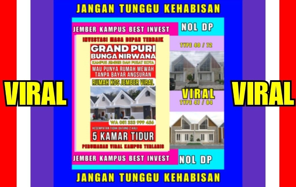 Rumah Dijual di Jember Dekat UNEJ, UNMUH Jember, Politeknik Negeri Jember, Jember Town Square, Lippo Plaza Jember, Alun-Alun Jember 0001