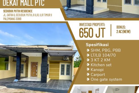 Jual Rumah di Palembang Dekat Mall PTC Palembang, Palembang Square, JM Kenten, RS Hermina Palembang, Bandara Sultan Mahmud Badaruddin II 0002