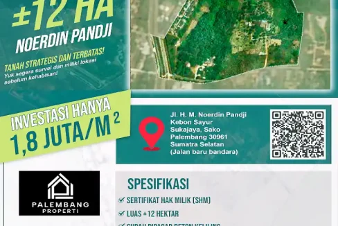 Jual Tanah di Jalan Noerdin Pandji Palembang Dekat Pasar Sukawinatan, Stasiun LRT Asrama Haji, Bandara SMB II 0009