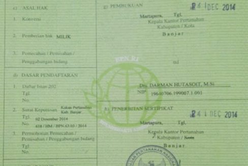 Tanah Dijual di Banjar Kalimantan Selatan 0011