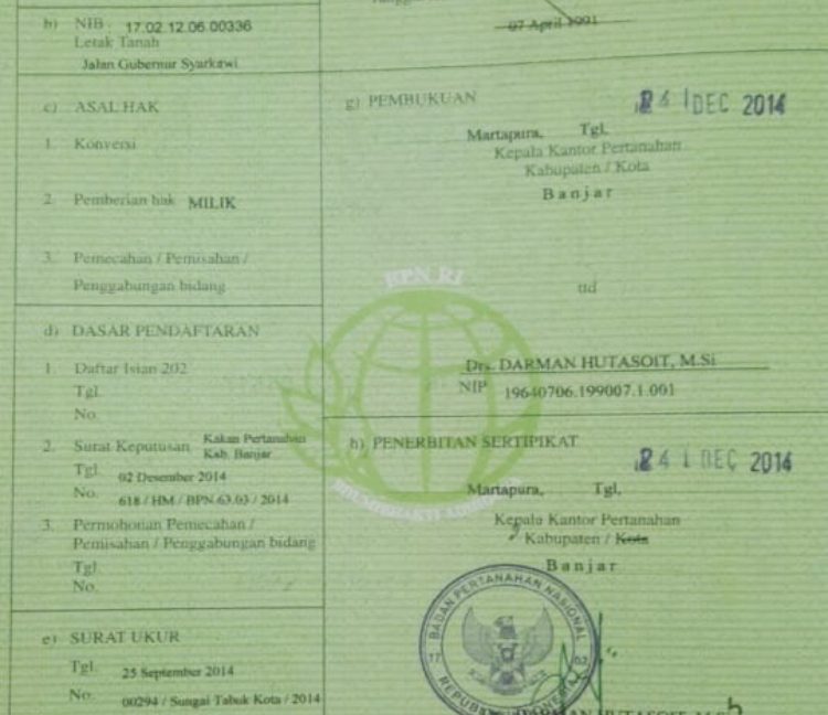 Tanah Dijual di Banjar Kalimantan Selatan 0011